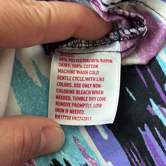 Mossimo black and purple/blue watercolor dress. Has functional pockets! - Picture 3 of 4